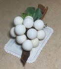 Rare-11    Vintage Very Large White Grapes Acrylic resin Driftwood Wood Stem Mcm