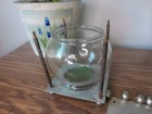 Vintage Industrial Galvanized Metal Glass Globe Bank  Antique Chicago Coin   