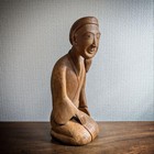 Sen No Rikyu Wood Carved Statue Height 24 5cm Tea Utensils Object Hand Carved Wo