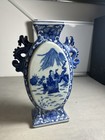 Chinese Blue   White Porcelain Vase W  Dragon Handles Qianlong Mark