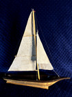 Endeavour Clipper Wood Model Ship On Base 15    Vgc Vintage Pond Boat       