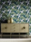 Wallpaper Sprig   Heron Dark Blue Green Brown Gold White   60 Sq Ft Bolt