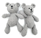 2 Crocheted Teddy Bears Stuffed Animal Plush Gray Cuddle Child Texture Twin Core