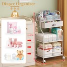 Baby Diaper Caddy Cart Organizer -3 Tier  Bedside Nursery Essentials Organize   