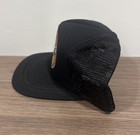 Vintage Stroh   s Beer Black Mesh Trucker Hat Snapback Large Patch Breweriana