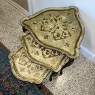 Set Of 3 Vintage Hollywood Regency Florentine Nesting Tables Italy Unusual Shape