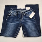 Miss Me New Mid Rise Bootcut Jeans Womens 32x29 Dark Wash Bling Rhinestone Nwt 