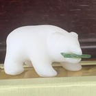 Cassiar Jade Bear Figurines Set 2 Handcrafted Marble Stone Family Mom Cub Pair