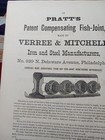 1871 Railroad Advertising  Pratts Fish Joint Verree   Mitchell Iron Steel Phila