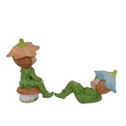 Lot Of 2 Vintage Ceramic Pixie Elf Fairy On Mushroom Figurines Kitschy Taiwan