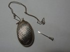 Elegant Vintage Sterling Perfume snuff other Bottle With Chain   Dauber - Tested