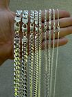 Mens Real Solid 925 Sterling Silver Miami Cuban Chain 2-12mm Heavy Link Necklace