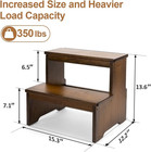 Bamboo Two Step Stool For Adults And Kids  Bed Stepstool With Anti-slip Bottom 