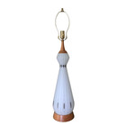 Xl Vintage Danish Mid-century Modern Teak   Swedish Cased Satin Glass Lamp Mcm