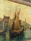 H Knight Antique 19th Century British Seascape Landscape Oil Painting Old Ship