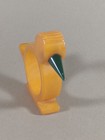 Bakelite Standing Bird Napkin Ring  Butterscotch   Green Beak