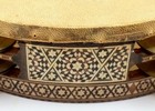 Moroccan Inlaid Musical Wooden Tambourine Rik With Brass Cymbals 9  Diameter
