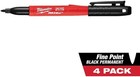 Milwaukee 48-22-3104 Inkzall Point Marker  Fine  Black  4-pack