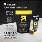 Ascent Whey Protein Powder  Chocolate  Gluten-free  0g Added Sugar  16 Oz