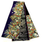 Japanese Kimono silk Fukuro Obi rokutu gld sil Threads foil purple l14     4851