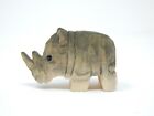 Rhino Figurine Art Statue Decor Wood Carving Miniature Small Animal Sculpture
