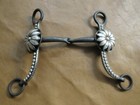 E Garcia Brown Flower Concho Shank Snaffle  Silver Bit