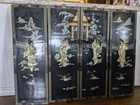 Chinese Asian Oriental Black Lacquer Mother Of Pearl Wall Plaques Screens Macau