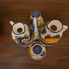 Giotti Firenze Italy Hand Painted Ceramic Cruet Condiment Set Lemons Floral