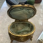 Antique Art Noveau Trinket Box Metal Jewelry Casket Flowers