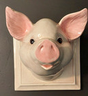 Vintage Pink Ceramic Pig Head Wall Plaque 6x6 Kitsch Cottagecore Farmhouse Decor