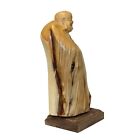 Chinese Cypress Wood Carved Irregular Shape Happy Buddha Statue Cs5557