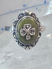 Connemara Marble Ring Irish 3 Leaf Clover Good Luck Marcasites Sterling Silver S