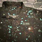 Mercedes Amg Formula One Team Men s Black Paint Splatte Button Down Shirt 2xl