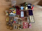 Gramps Vintage Junk Drawer Lot Fishing Toys Smalls Bowling Religious Allen Brad 