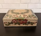 Vtg Wooden Decorative Trinket jewelry Box  Intricate Floral Illustrations bows