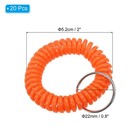 20pcs Spiral Wrist Coil Keychain Plastic Wristband Wristlet Key Ring  Orange