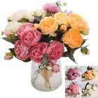 1-4pack 9 Heads Silk Peony Artificial Flowers Wedding Bouquet Home Party Decor
