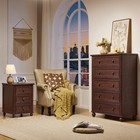 18 Farmhouse Nightstand Charging Station Usb Walnut 3 Drawers Wood Bedside Table
