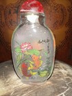 Vintage Koi Fish Reverse Hand Painted Snuff opium Bottle 3 5    Signed By Artist