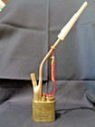Vintage Brass Chinese Water Pipe   Carved Bovine Bone Stem  Etched Body