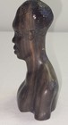 Hand Carved Wooden Bust Sculpture Vtg Figure Dark Wood Tribal Style 4in Folk Art