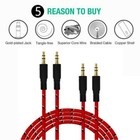 Red 3ft 3 5mm Aux Cord Male To Male  Audio Stereo Cable For Car Truck Cellphons