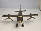 Vintage Large Hand Made Gold Brass Tone Airplane 2 Propellers 13 5  Wingspan
