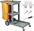 Cleaning Cart  3-shelf Commercial Janitorial Cart  200 Lbs Capacity Plastic H   