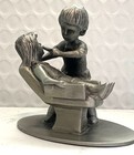 Pewter Figurine Dentist Hygienist W Patient Signed Vintage 1980 Hudson H  Wilson