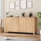 Farmhouse Wood Sideboard Buffet Cabinet W  Storage Fluted  Console Table