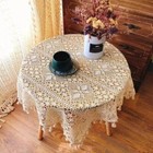 Vintage Handmade Crochet Lace Tablecloth Doily Square Table Topper Wedding Party
