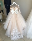 Flower Girl Dress Long Lace Princess Dress Girls Sleeveless First Communion Gown