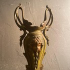 Vintage Brass Copper Antique Flower Vase Art Nouveau Style Goddess Carving