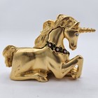 Vtg Estee Lauder Solid Perfume Compact 2001 Gold Unicorn Pleasures Scent J729